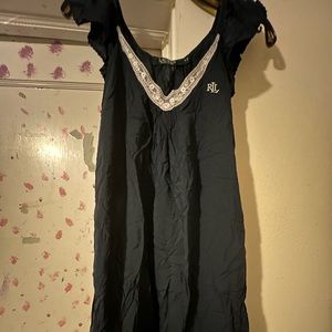 Ralph Lauren, small blue with logo, short gown, short ruffle sleeve